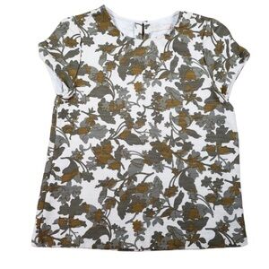 New ZARA Kids Shirt Girls Size 11/12 Pull Over Short Sleeve Cotton Floral BNWT